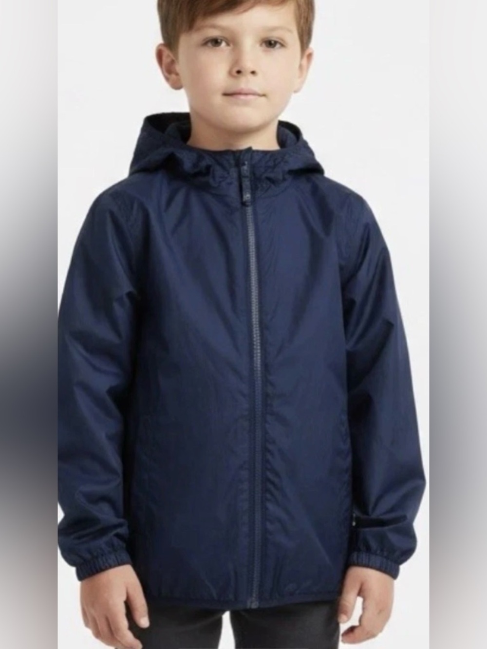 Lands' End kids Navy Hooded Windbreaker, size medium